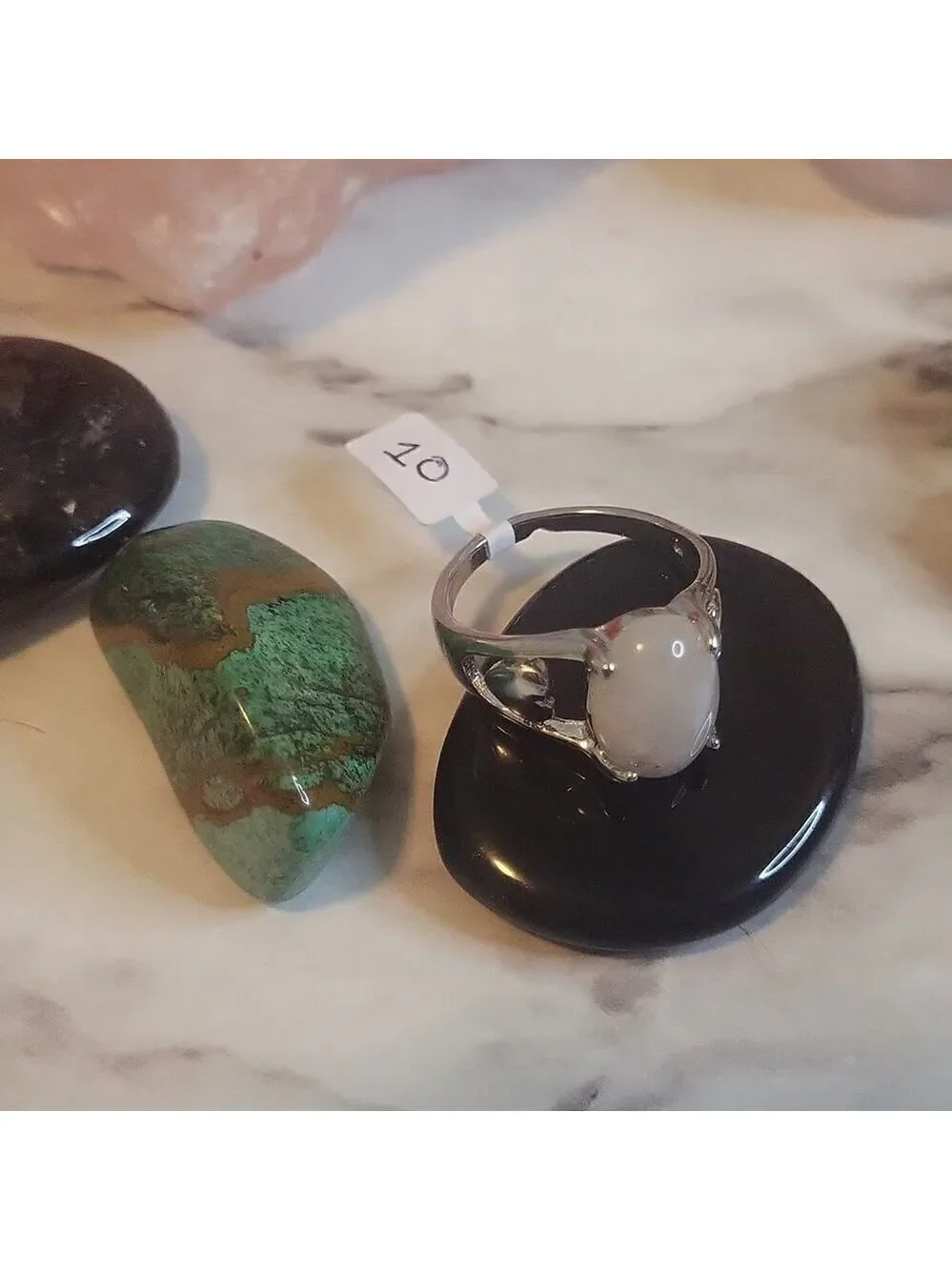 Snow Quartz Gemstone Silver Plated Rings Size 7